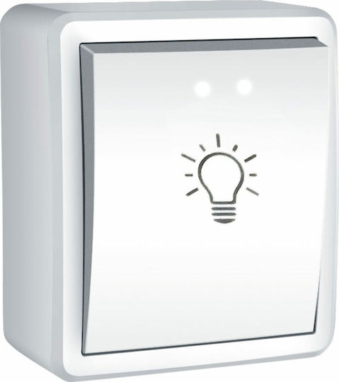 Aca Murata Complete Wall Push Staircase Button with Frame 1P 10A 250VAC IP20 White 1000222001