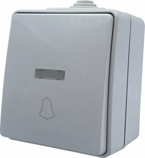 Aca Army Complete Wall Push Bell Button with Frame με Λυχνία LED 10A IP55 Gray 1000432106