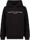 Fleece Kids Sweatshirt with Hood and Pockets Black Essential