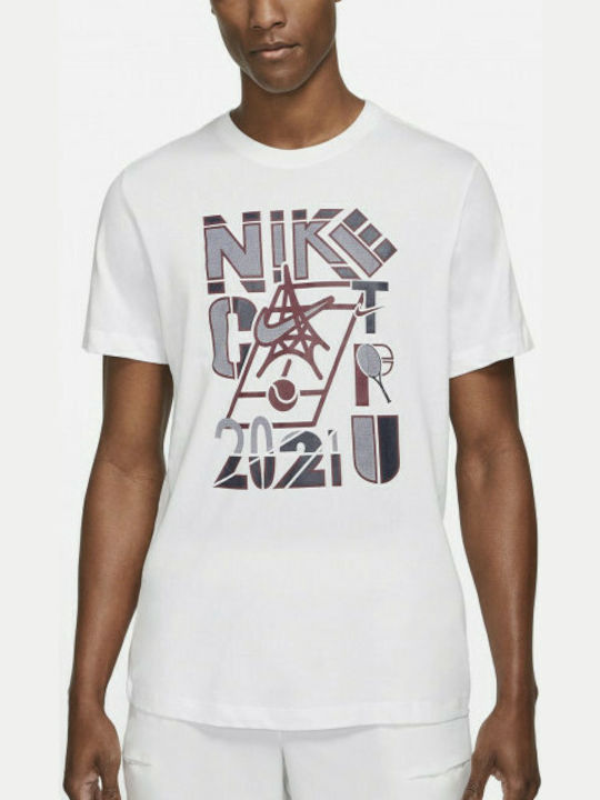 Nike Nikecourt Tennis Bărbați T-shirt Sportiv cu Mânecă Scurtă Alb