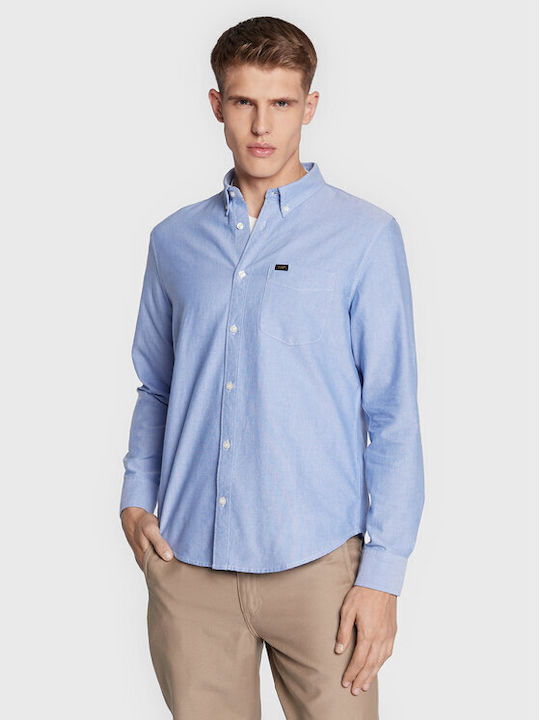Lee Men's Shirt with Long Sleeves Regular Fit Light Blue