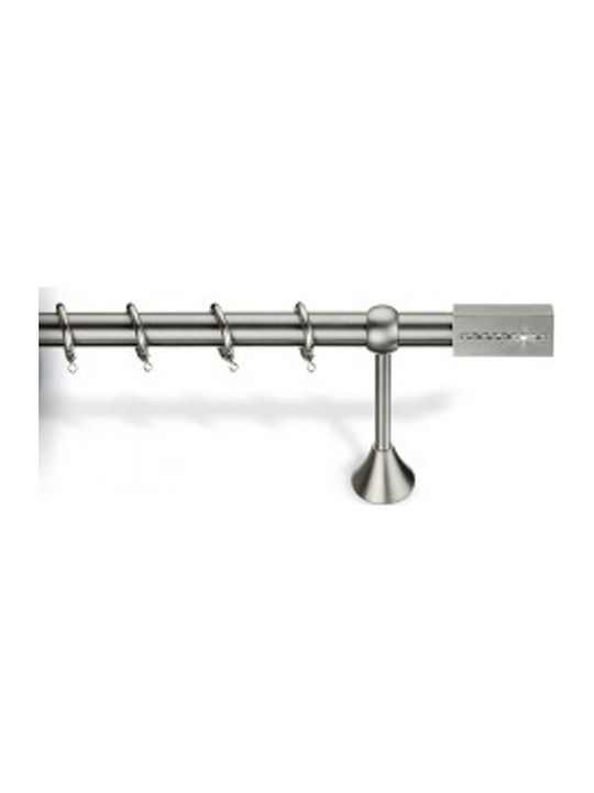 Viobrass Metallisch Vorhangstange Doppel mit Schiene Φ25mm 400cm Nickel Matte