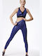 SugarFree Women's Cropped Legging Shiny & High Waisted Navy Blue