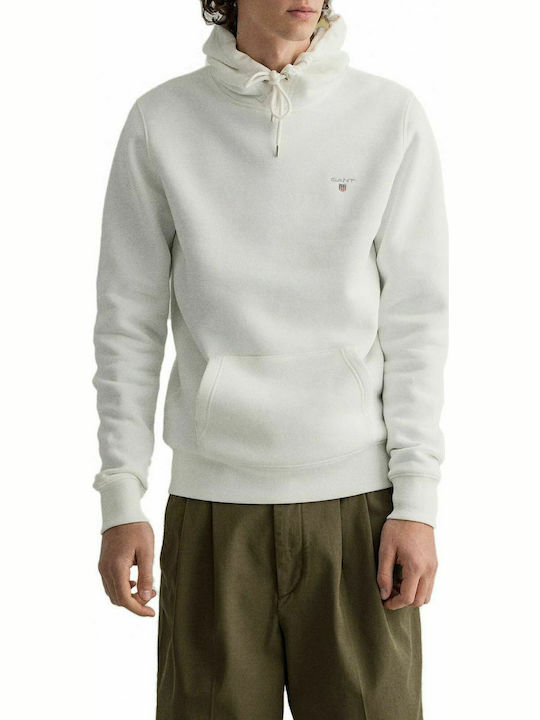 Gant Herren Sweatshirt mit Kapuze und Taschen Weiß