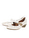 Jana Leather White Heels with Strap