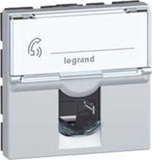 Legrand Mosaic Единичен Мрежова контактна гнездо RJ45 с рамка Тип Cat6 в цвят Сребрист 079465