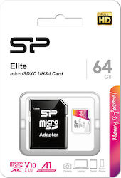 Silicon Power Elite microSDXC 64GB Clasa 10 U1 A1 UHS-I cu adaptor