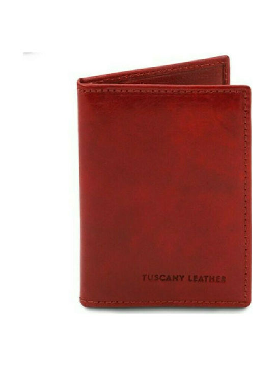 Tuscany Leather Δερμάτινο Ανδρικό Πορτοφόλι Καρτών Κόκκινο