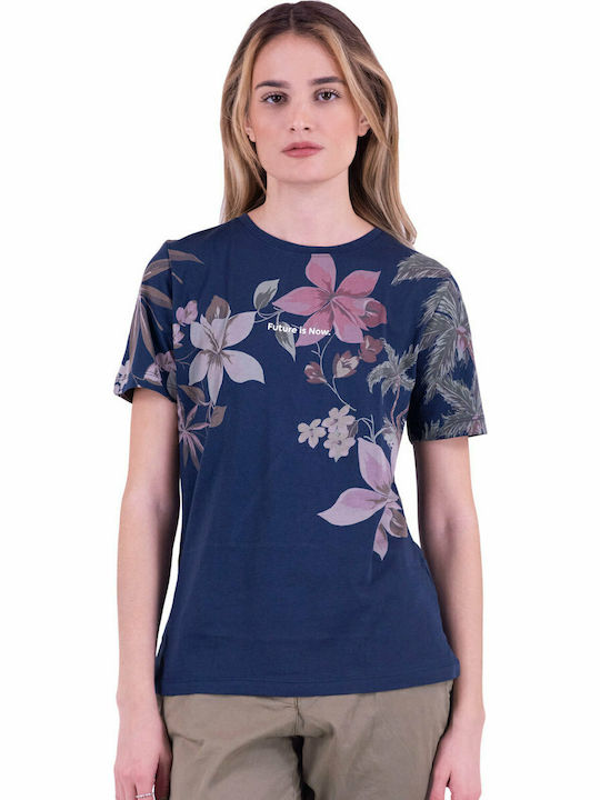 Desigual Damen T-shirt Blumen Marineblau