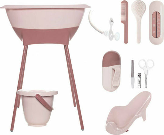 Luma Βabycare Μπανιέρα Μωρού με Βάση με Θερμόμετρο Pink