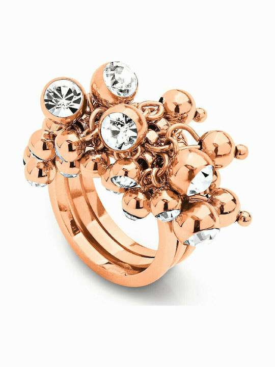 Folli Follie Damen Ring mit Steinen aus Stahl V...