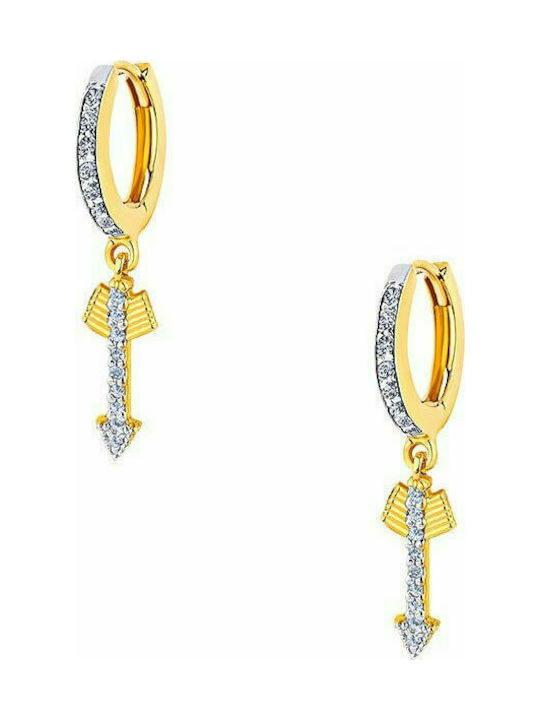 Silver hoop earrings "Dangle Arrow" gold plated