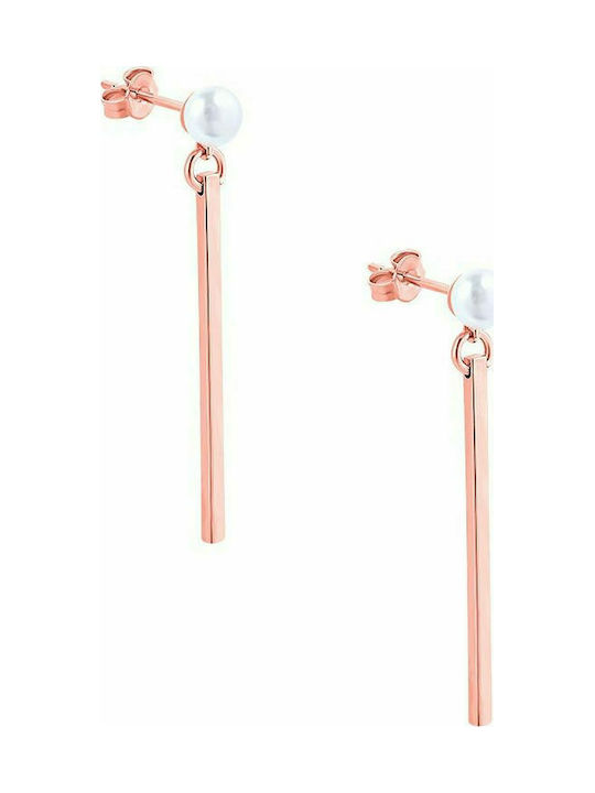 Silver earrings "Perle Batonette" rose gold plated