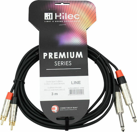 Hilec Cable 2x 6.3mm male - 2x RCA male 3m (CALIN951)