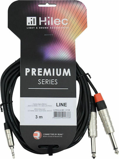 Hilec Cable 2x 6.3mm male - 3.5mm male 3m (CALIN965)