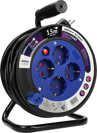 Orno Cablu de prelungire 4 locuri cu cablu de 15m Diametru 3 x 1.5mm² Neagră
