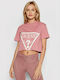 Guess Γυναικείο Crop Top Κοντομάνικο Καλοκαιρινό Dark Pink