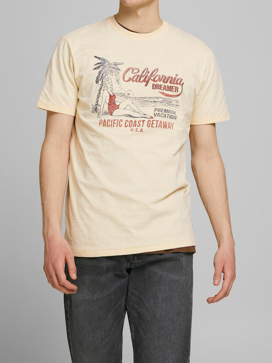 Jack & Jones T-shirt Bărbătesc cu Mânecă Scurtă Galben