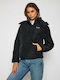Kurz Damen Puffer Jacke für Winter Schwarz
