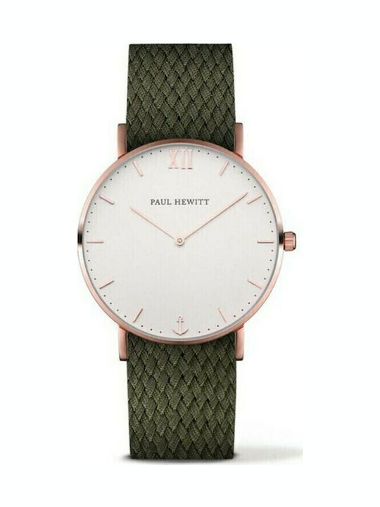 Paul Hewitt Ανδρικό Ρολόι 39mm Μπαταρίας με Πράσινο Υφασμάτινο Λουράκι