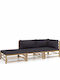 Canapea de colț Exterior Bambus cu Perne 190x65x60cm