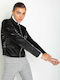 Δερμάτινο Γυναικείο Biker Jacket Μαύρο
