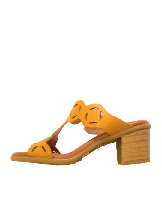 Sandale pentru femei Wikers W91321 Yellow Leather