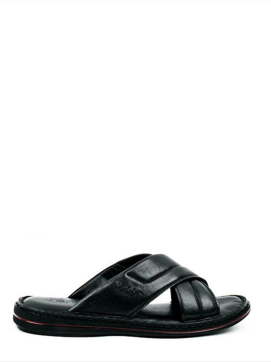 Men's Leather Anatomical Anatomical Slippers Safe Step 170 Black BLACK