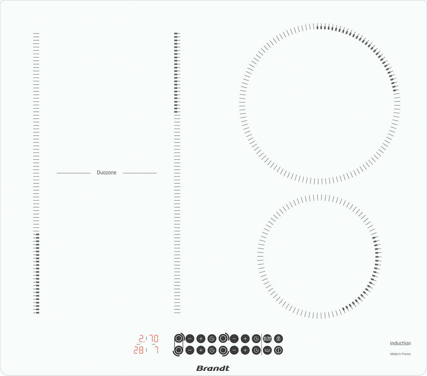 Brandt BPI164DUW Autonomous Cooktop with Induction Burners and Locking