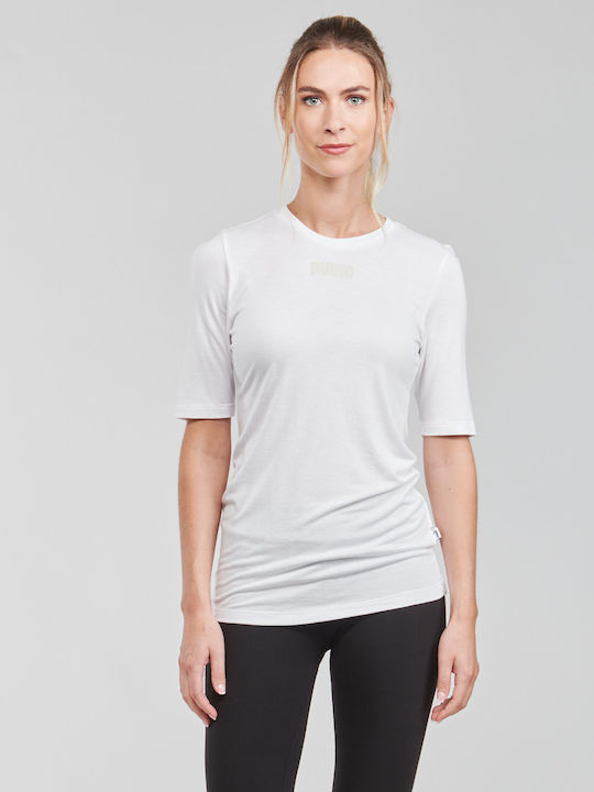 Puma Modern Basics Κοντομάνικη Γυναικεία Αθλητική Μπλούζα Λευκή