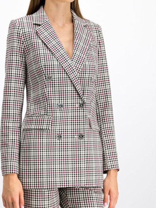 Michael Kors Women's Double Breasted Blazer Checked