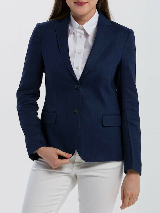 Gant Γυναικείο Μεσάτο Σακάκι Navy Μπλε