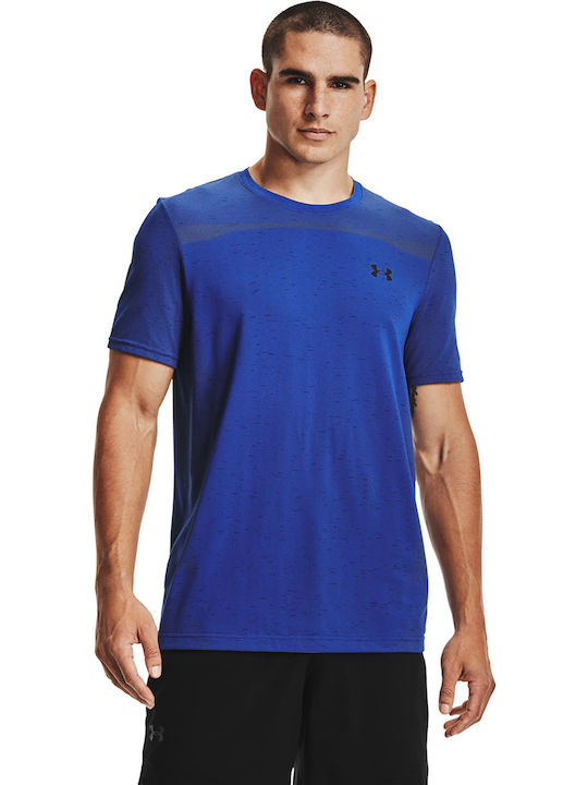 Under Armour Seamless Αθλητικό Ανδρικό T-shirt Μπλε με Λογότυπο