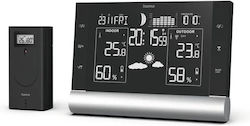 HAMA Black Line Plus 00186418 Ασύρματος Μετεωρολογικός Σταθμός Ψηφιακός Επιτραπέζιος Μαύρος
