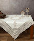 Silk Fashion 4002 Cotton Lace Checkered Tablecloth Μπέζ 90x90cm