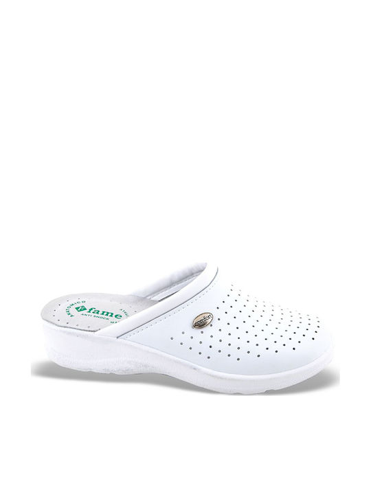 FAME Leather Anatomic Clogs White