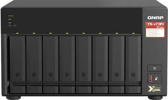 QNap TS-873A-8G NAS Tower with 8 slots for HDD/M.2/SSD and 4 Ethernet ports