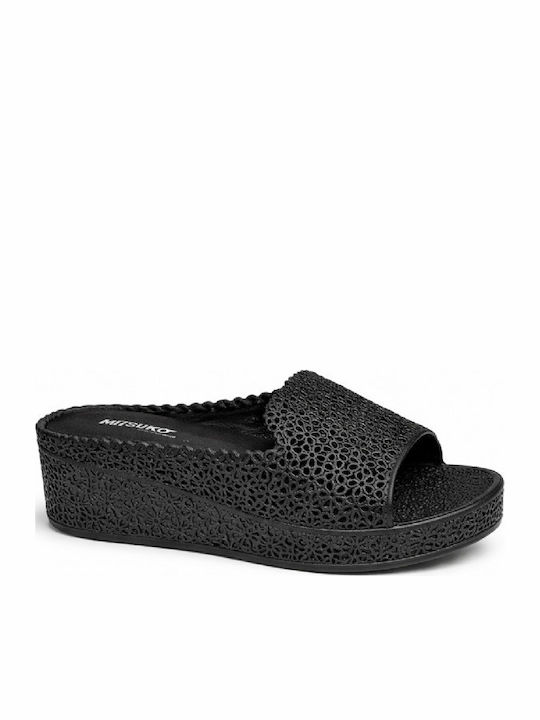 SA63920W Women's Platform Flip Flops Black