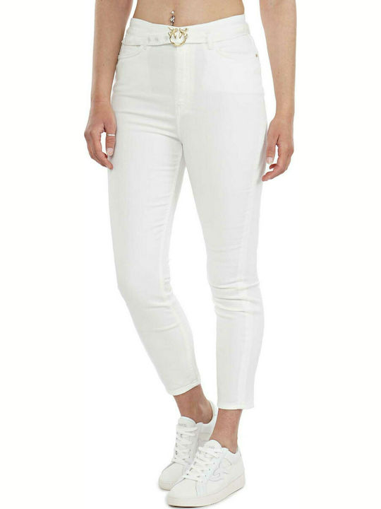 Pinko Susan 13 High Waist Women's Jean Trousers in Skinny Fit White