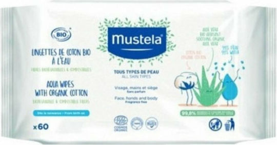 Mustela Șervețele Umede pentru Bebeluși cu 99% Apă 60buc