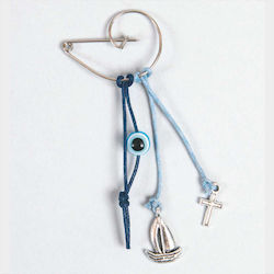 Mouchtaris Collection Metal Christening Charm with Safety Pin Blue 50pcs