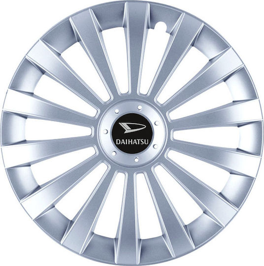 Jestic Car Hubcap Set Meridian with Daihatsu Emblem 15" 4pcs Silver