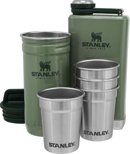 Stanley The Pre-Party Pahar pentru Camping Set de 4 pahare și sticlă termos de culoare kaki