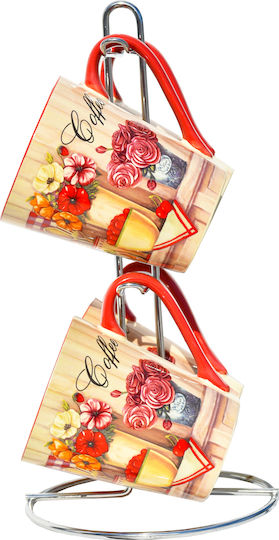 Inart Mug from Porcelain Red 4pcs