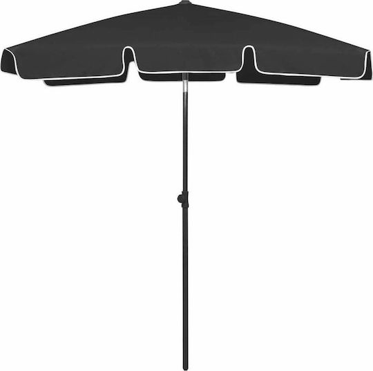 vidaXL Folding Beach Umbrella Diameter 1.8m with UV Protection Black