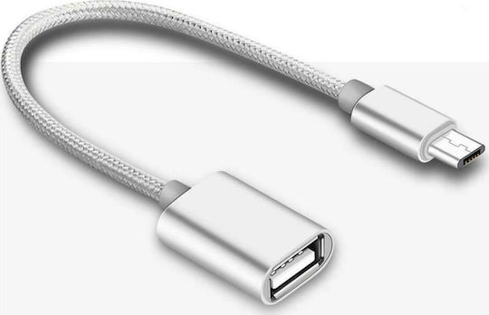 FT Electronics Μετατροπέας micro USB male σε USB-A female Ασημί 1τμχ FTT4-053