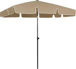 vidaXL Taupe Foldable Beach Umbrella Beige-Grey Diameter 2m with UV Protection Beige