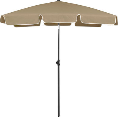 vidaXL Taupe Foldable Beach Umbrella Beige-Grey Diameter 1.8m with UV Protection Beige