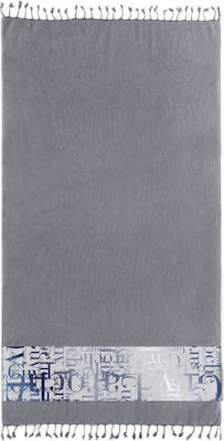 Guy Laroche Pestemal Beach Towel Pareo 12 Grey with Fringes 170x90cm.