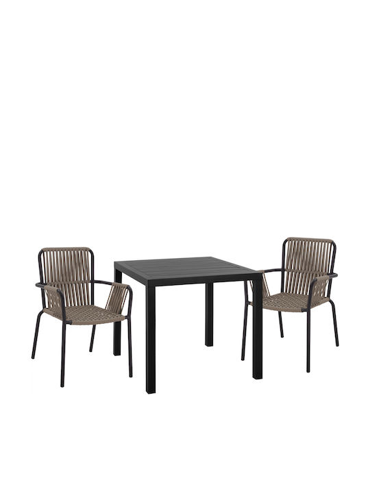 Dining Room Set for Small Outdoor Spaces 3 Pieces Anthracite
